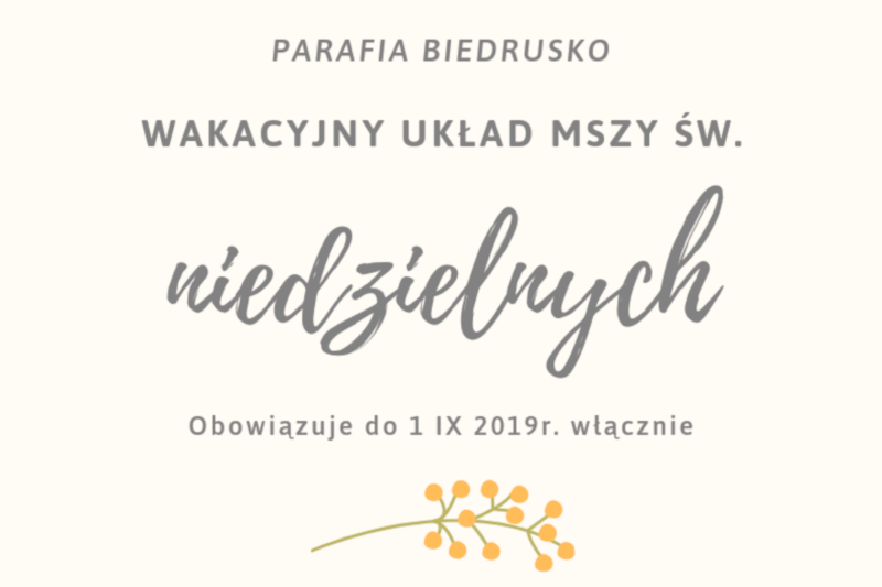 Wakacyjny układ Mszy świętych