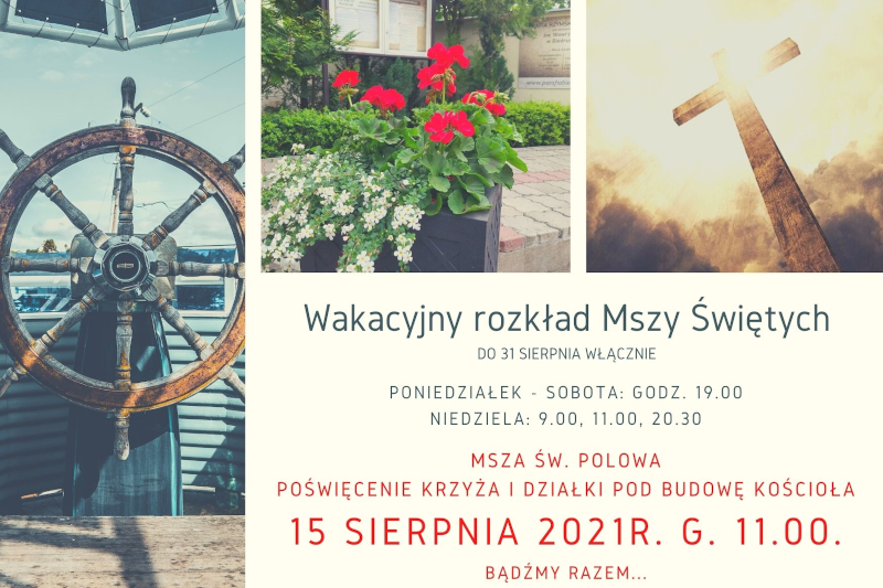 Wakacyjny rozkład Mszy Świętych